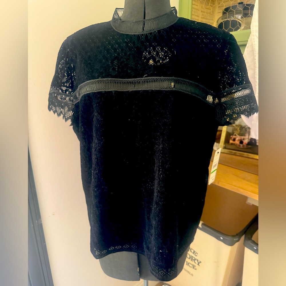 Black lace detail blouse